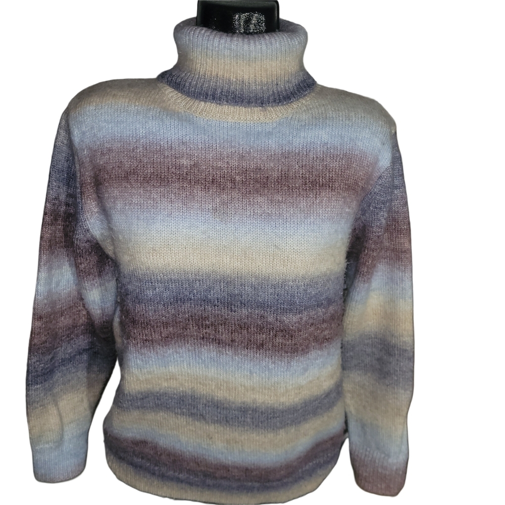 Creations Ombre Striped Wool Blend Turtleneck Sweater Size S